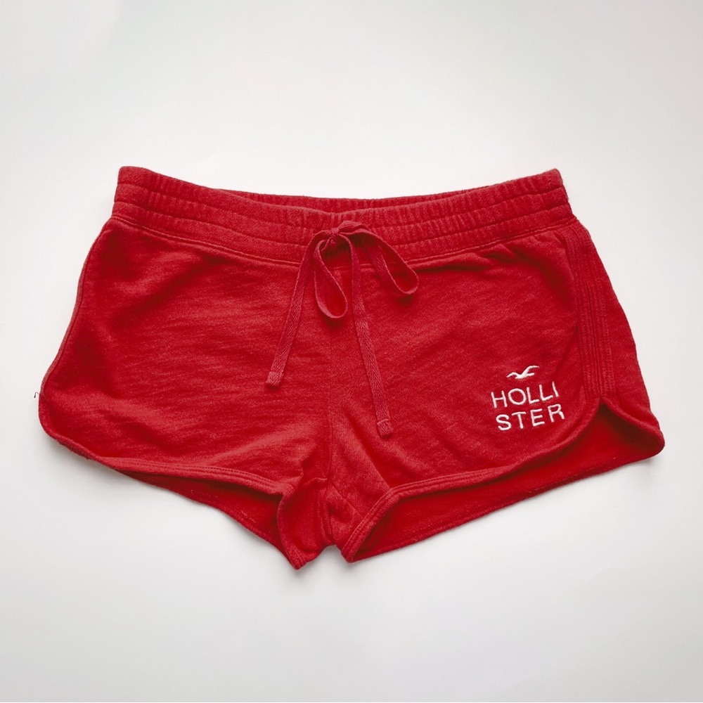 2000s Hollister Red Logo Shorts Sweatpants Streetwear Athleisure Distressed S
